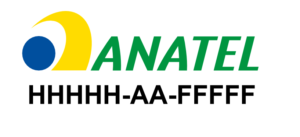 Logo da Anatel com formato da numeração do certificado de homologação