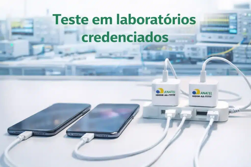 Imagem ilustrativa da realizalção de testes em laboratório, para fins de homologação de equipamentos pela Anatel